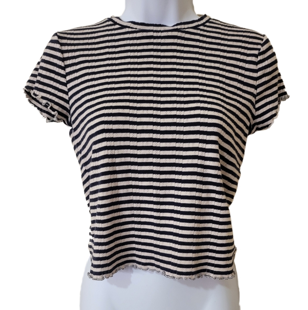 Retro Striped Black and White Top